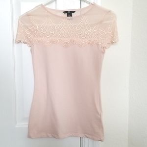 H&M Lace Tee XS Pink